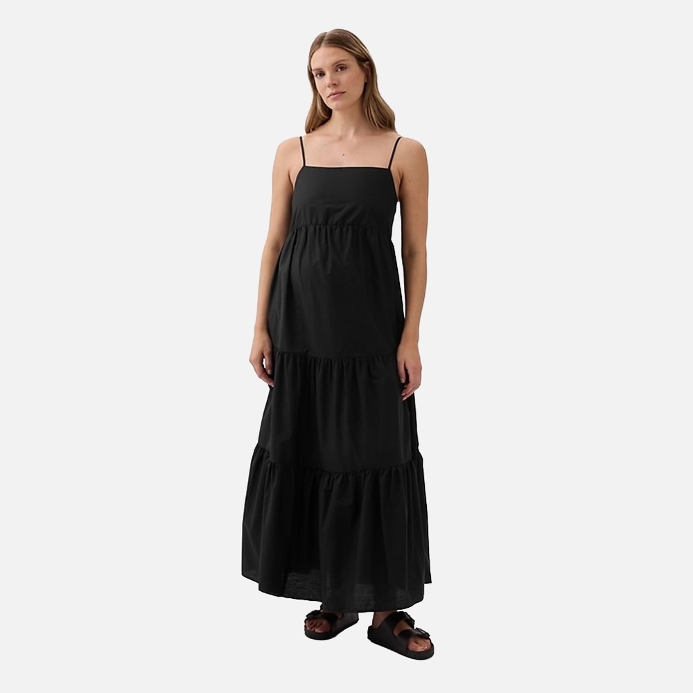 Gap Maternity Tiered Maxi Dress Black Size L